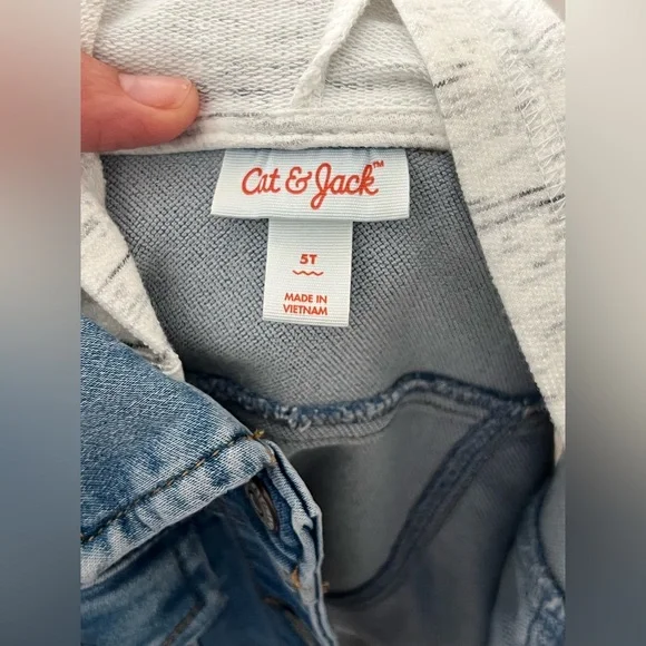 Girls denim jacket with cotton jersey sleeves 5T - Picture 2 of 4